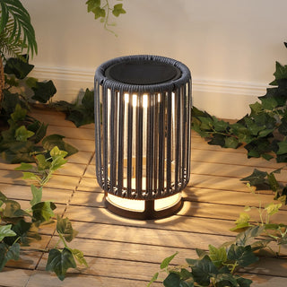 Billowy Modern Minimalist Faux Rattan Integrated Indoor/Outdoor LED Solar Powered Lantern