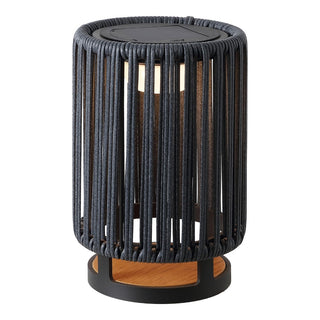Billowy Modern Minimalist Faux Rattan Integrated Indoor/Outdoor LED Solar Powered Lantern