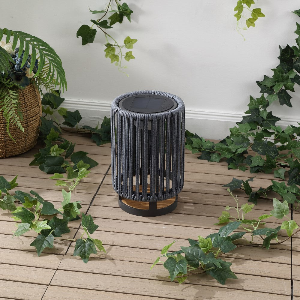 Billowy Modern Minimalist Faux Rattan Integrated Indoor/Outdoor LED Solar Powered Lantern
