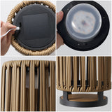 Billowy Modern Minimalist Faux Rattan Integrated Indoor/Outdoor LED Solar Powered Lantern
