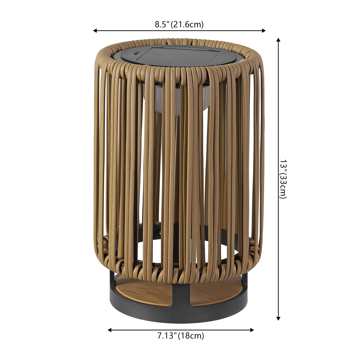 Billowy Modern Minimalist Faux Rattan Integrated Indoor/Outdoor LED Solar Powered Lantern