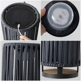 Billowy Modern Minimalist Faux Rattan Integrated Indoor/Outdoor LED Solar Powered Lantern
