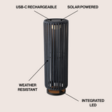 Billowy Modern Minimalist Faux Rattan Integrated Indoor/Outdoor LED Solar Powered Lantern