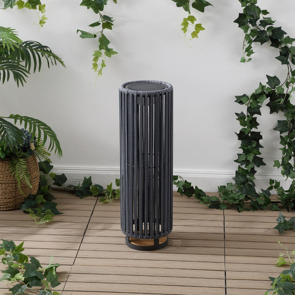 Billowy Modern Minimalist Faux Rattan Integrated Indoor/Outdoor LED Solar Powered Lantern