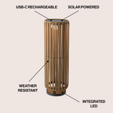 Billowy Modern Minimalist Faux Rattan Integrated Indoor/Outdoor LED Solar Powered Lantern
