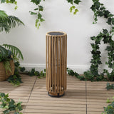 Billowy Modern Minimalist Faux Rattan Integrated Indoor/Outdoor LED Solar Powered Lantern