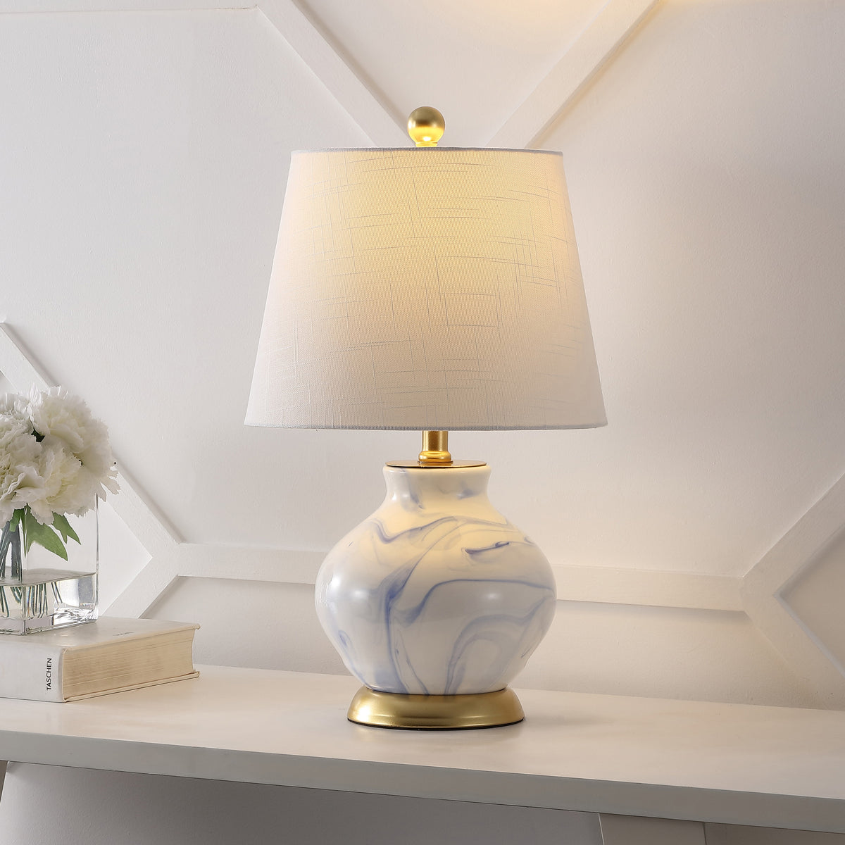 Skyler 20.5" Marbleized Ceramic LED Table Lamp
