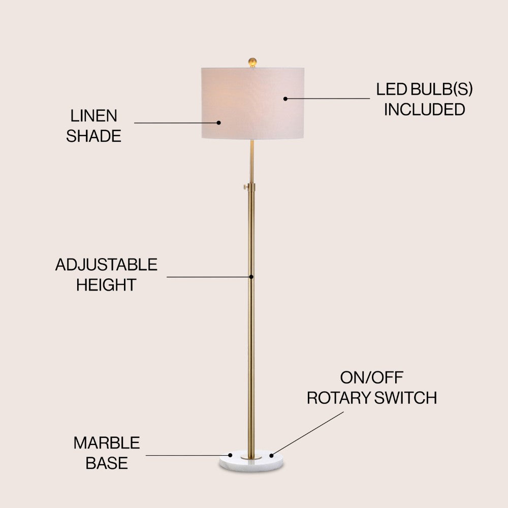 Musa 65" Adjustable Metal/Marble LED Floor Lamp