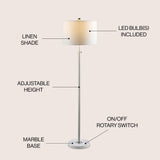 Musa 65" Adjustable Metal/Marble LED Floor Lamp