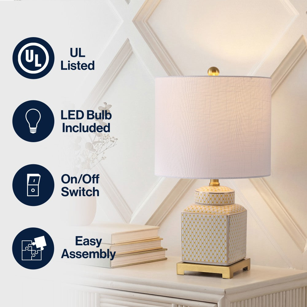 Davion 21.5" Ceramic/Metal Ginger Jar LED Table Lamp