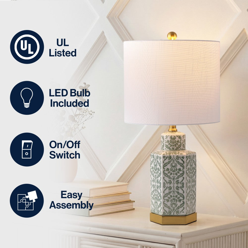 Sandra 23.5" Ginger Jar Ceramic/Metal LED Table Lamp
