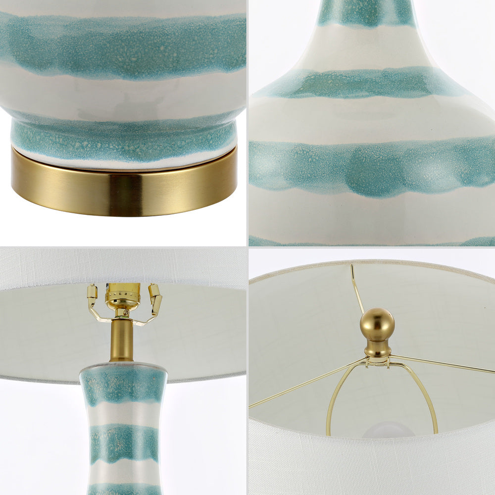 Branch 30.5" Striped Ceramic/Metal LED Table Lamp