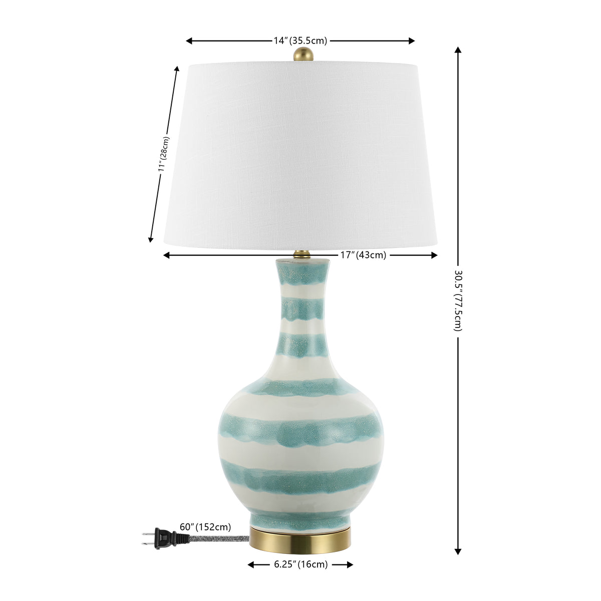 Branch 30.5" Striped Ceramic/Metal LED Table Lamp