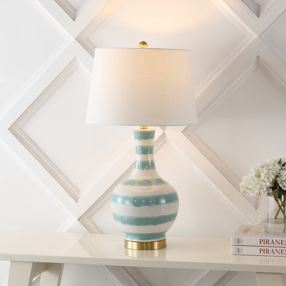 Branch 30.5" Striped Ceramic/Metal LED Table Lamp