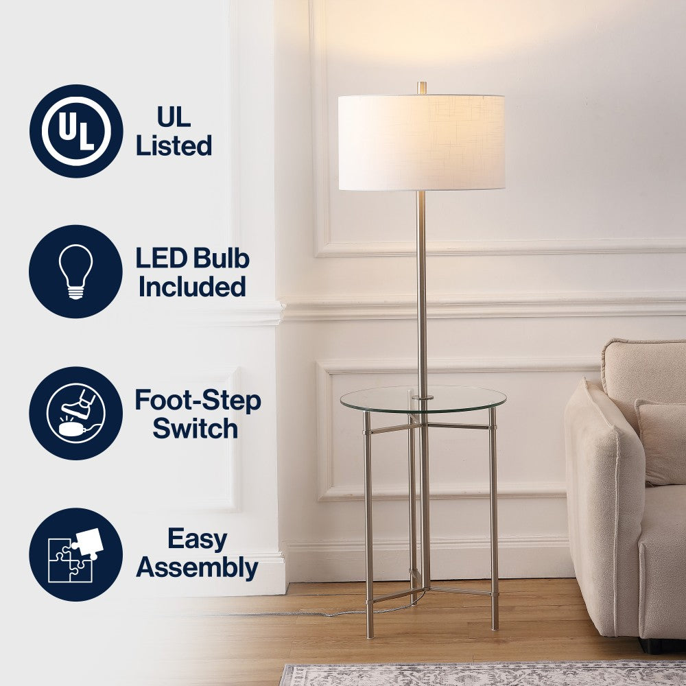 Brooklyn 59" Metal/Glass LED Side Table and Floor Lamp
