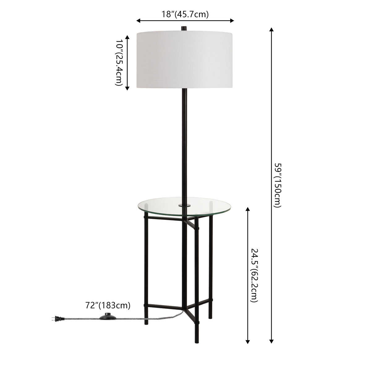 Brooklyn 59" Metal/Glass LED Side Table and Floor Lamp