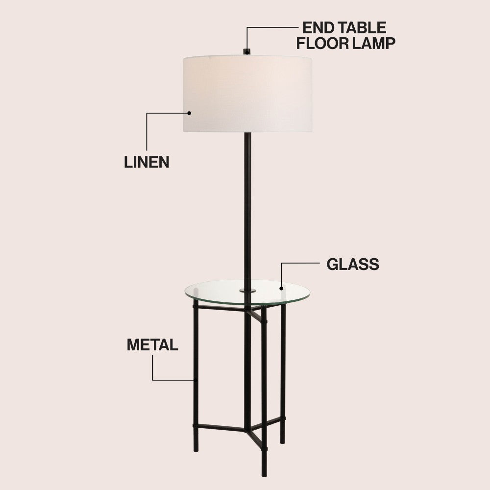 Brooklyn 59" Metal/Glass LED Side Table and Floor Lamp