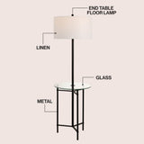 Brooklyn 59" Metal/Glass LED Side Table and Floor Lamp
