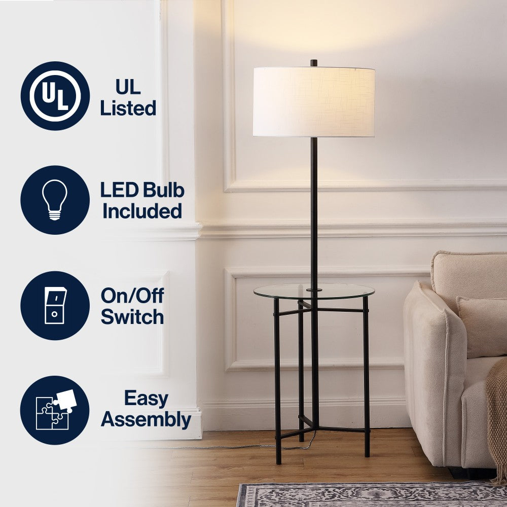 Brooklyn 59" Metal/Glass LED Side Table and Floor Lamp