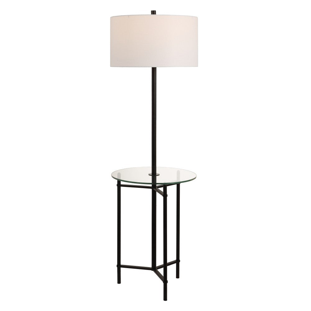 Brooklyn 59" Metal/Glass LED Side Table and Floor Lamp