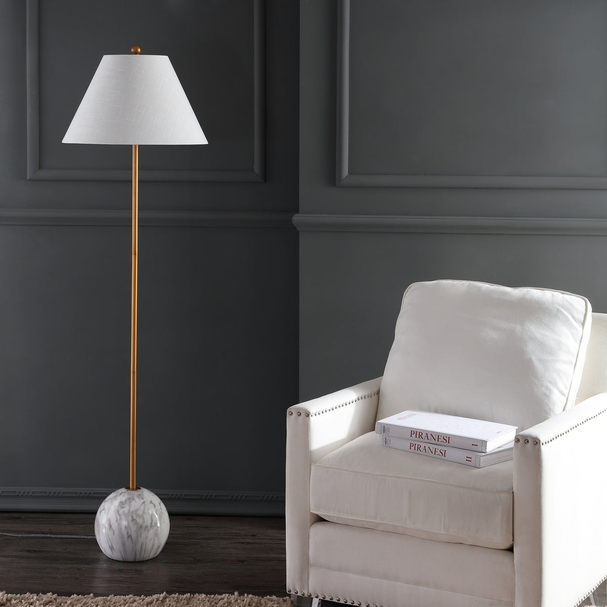 Downing 63.5" Minimalist Resin/Metal LED Floor Lamp