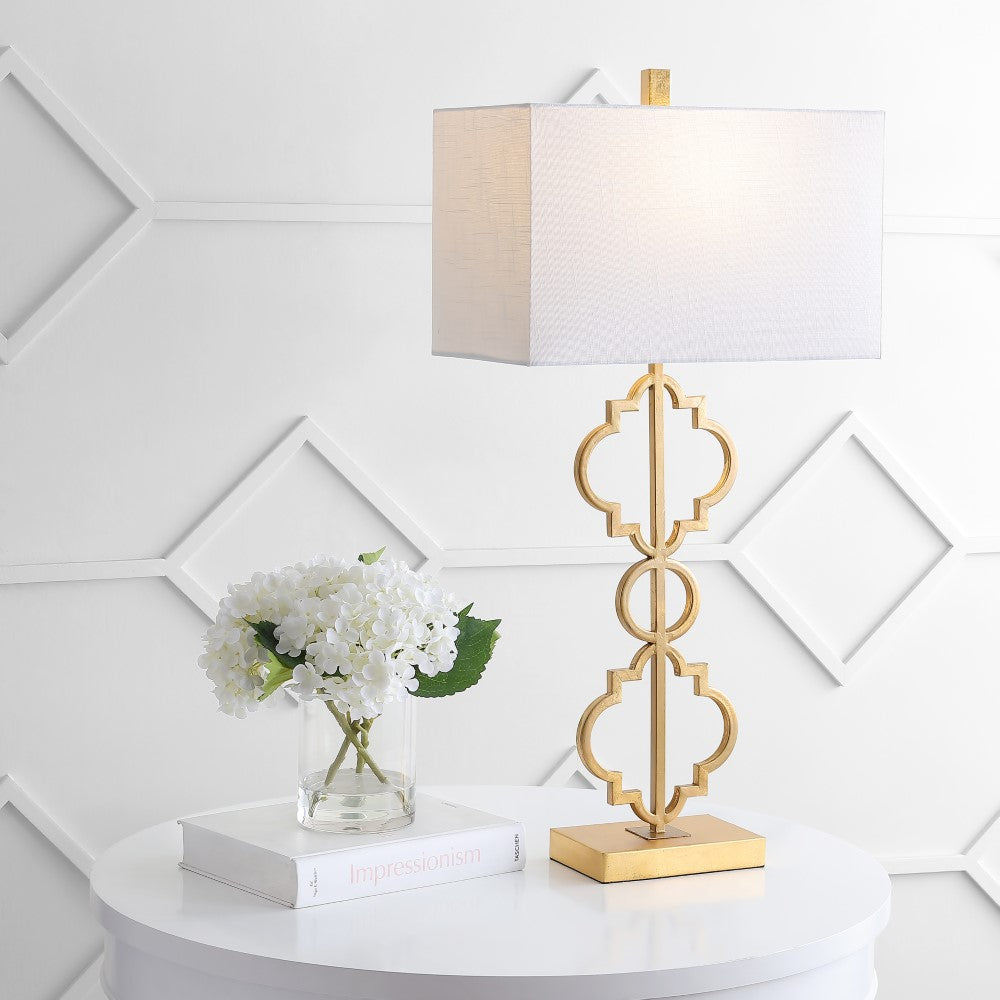 Carnegie 32" Iron Ogee Trellis Modern LED USB Table Lamp