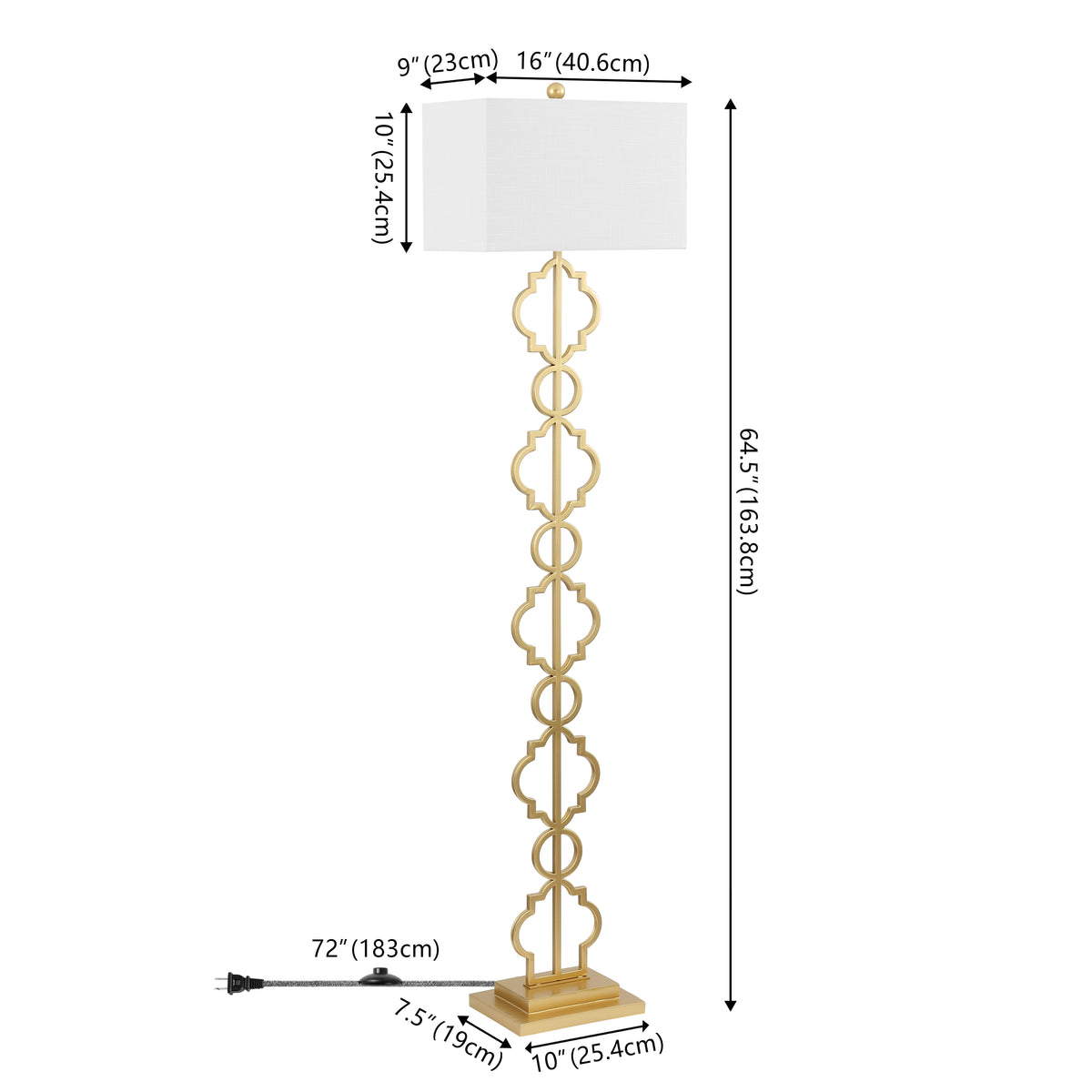 Burgess 64.5" Iron Ogee Trellis Modern LED Floor Lamp