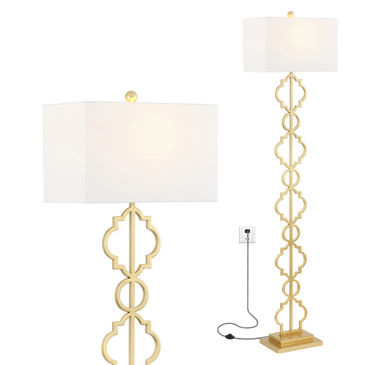 Burgess 64.5" Iron Ogee Trellis Modern LED Floor Lamp