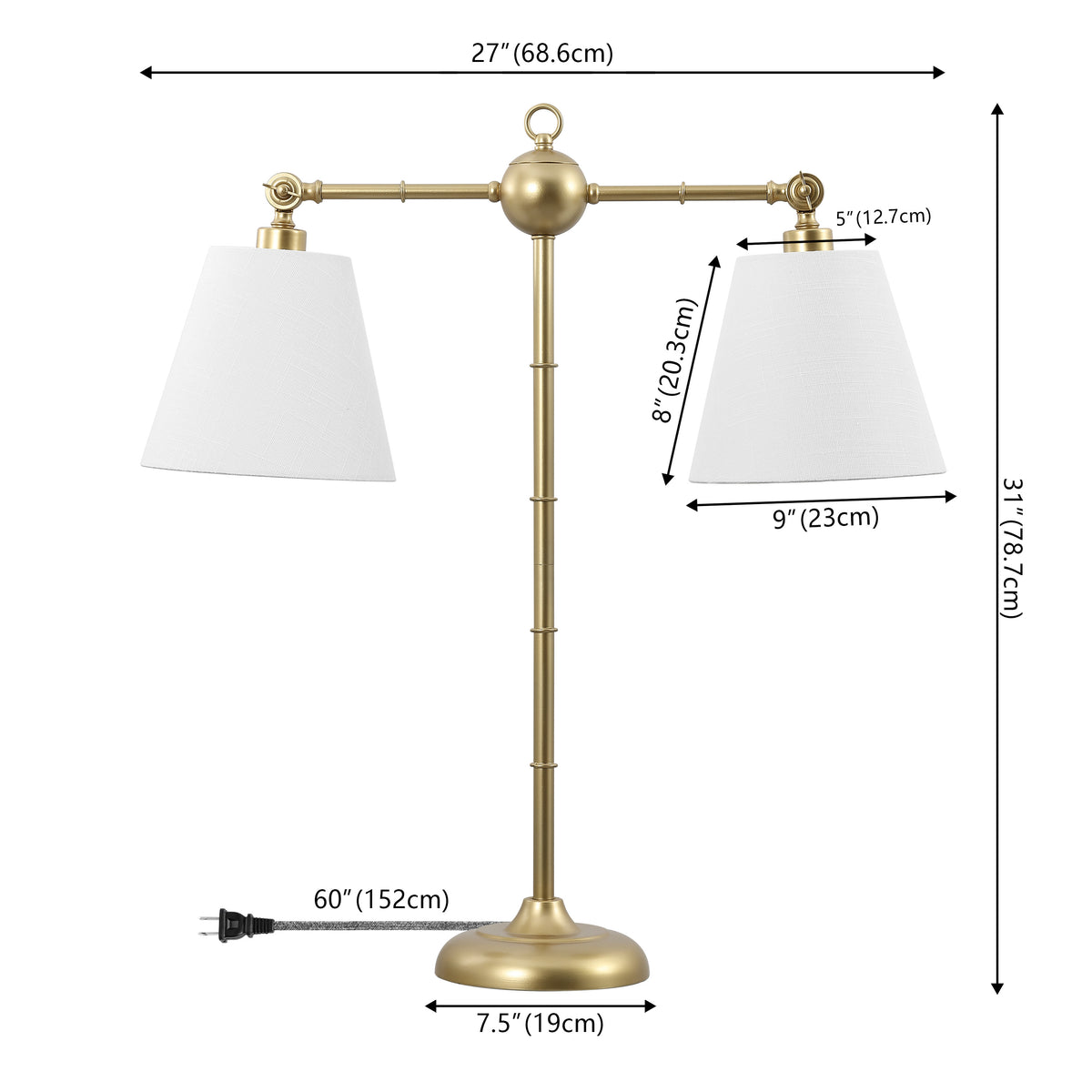 Angelonia 31" 2-Light Library Metal LED Table Lamp