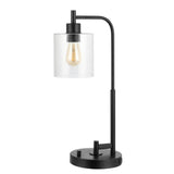 Green Modern 23" Iron/Seeded Glass Farmhouse Industrial USB Charging LED Task Lamp