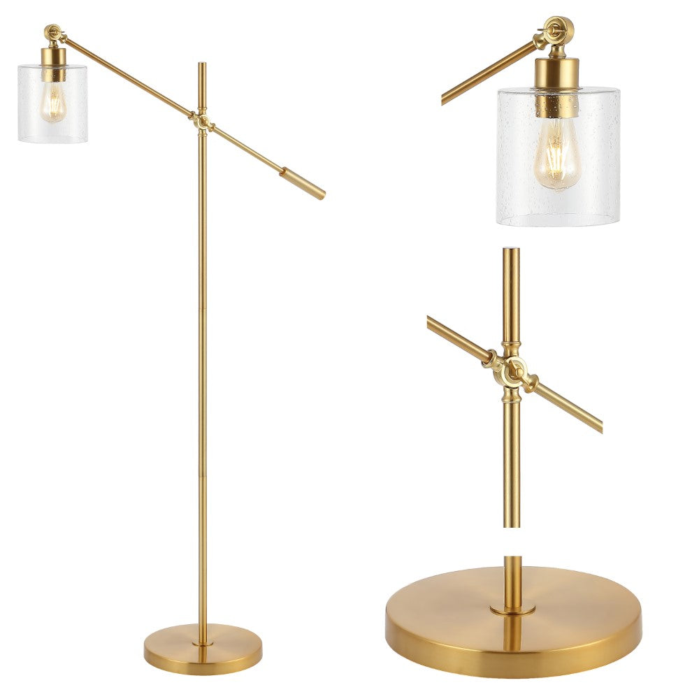 Mary Classic 60" Iron/Seeded Glass Adjustable Head Modern LED Floor Lamp