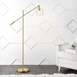 Mary Classic 60" Iron/Seeded Glass Adjustable Head Modern LED Floor Lamp