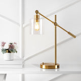 Barker Classic 23" Iron/Seeded Glass Adjustable Head Modern USB Charging LED Task Lamp