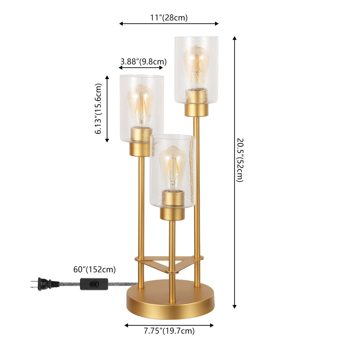 Jackson Modern 20.5" Iron/Seeded Glass Modern Industrial LED Table Lamp