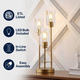 Jackson Modern 20.5" Iron/Seeded Glass Modern Industrial LED Table Lamp