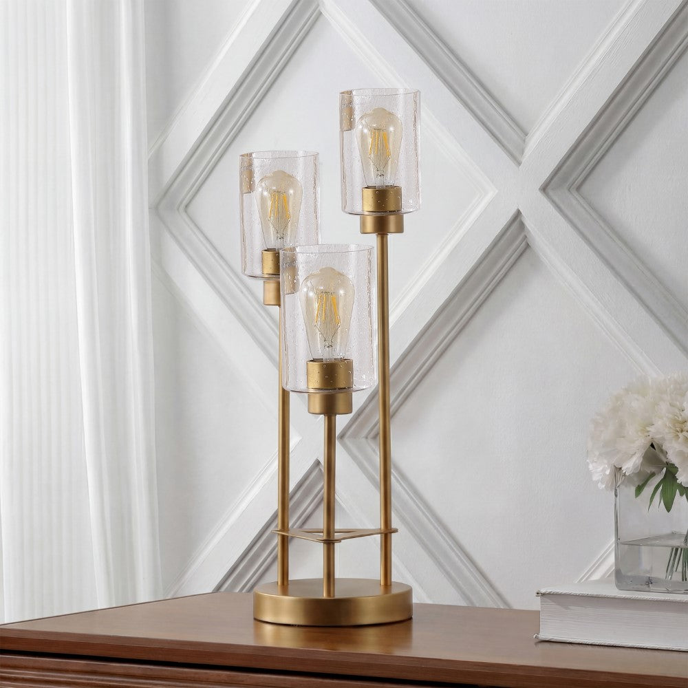 Jackson Modern 20.5" Iron/Seeded Glass Modern Industrial LED Table Lamp