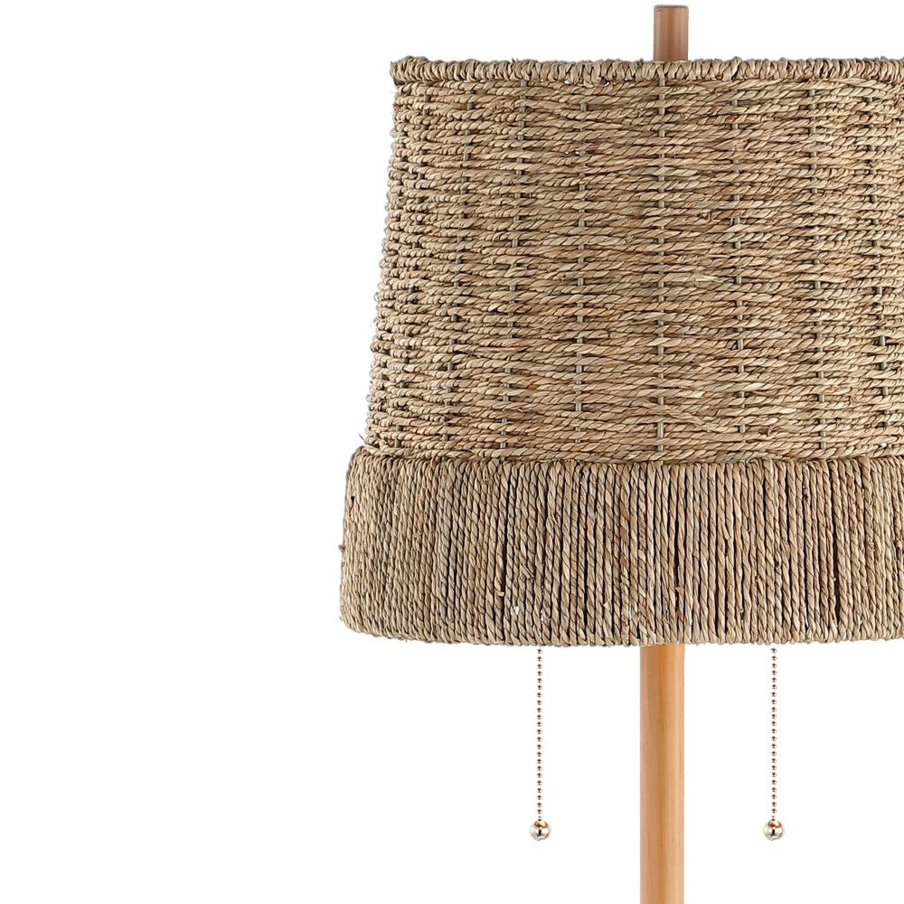 Pigadee 61" Coastal Bohemian Iron/Rattan LED Floor Lamp with Pull-Chain
