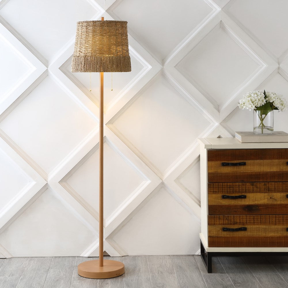 Pigadee 61" Coastal Bohemian Iron/Rattan LED Floor Lamp with Pull-Chain