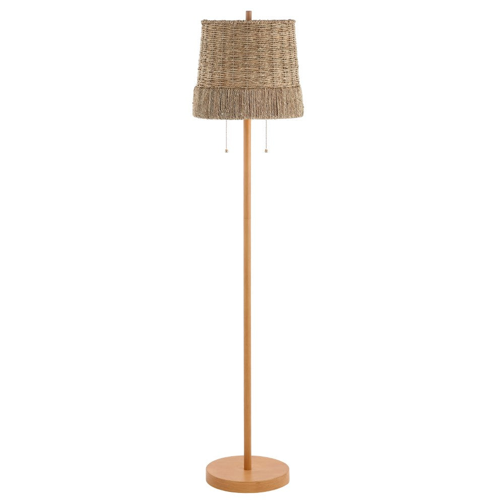 Pigadee 61" Coastal Bohemian Iron/Rattan LED Floor Lamp with Pull-Chain