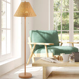 Rattan 61" Coastal Bohemian Iron/Rattan LED Floor Lamp with Pull-Chain