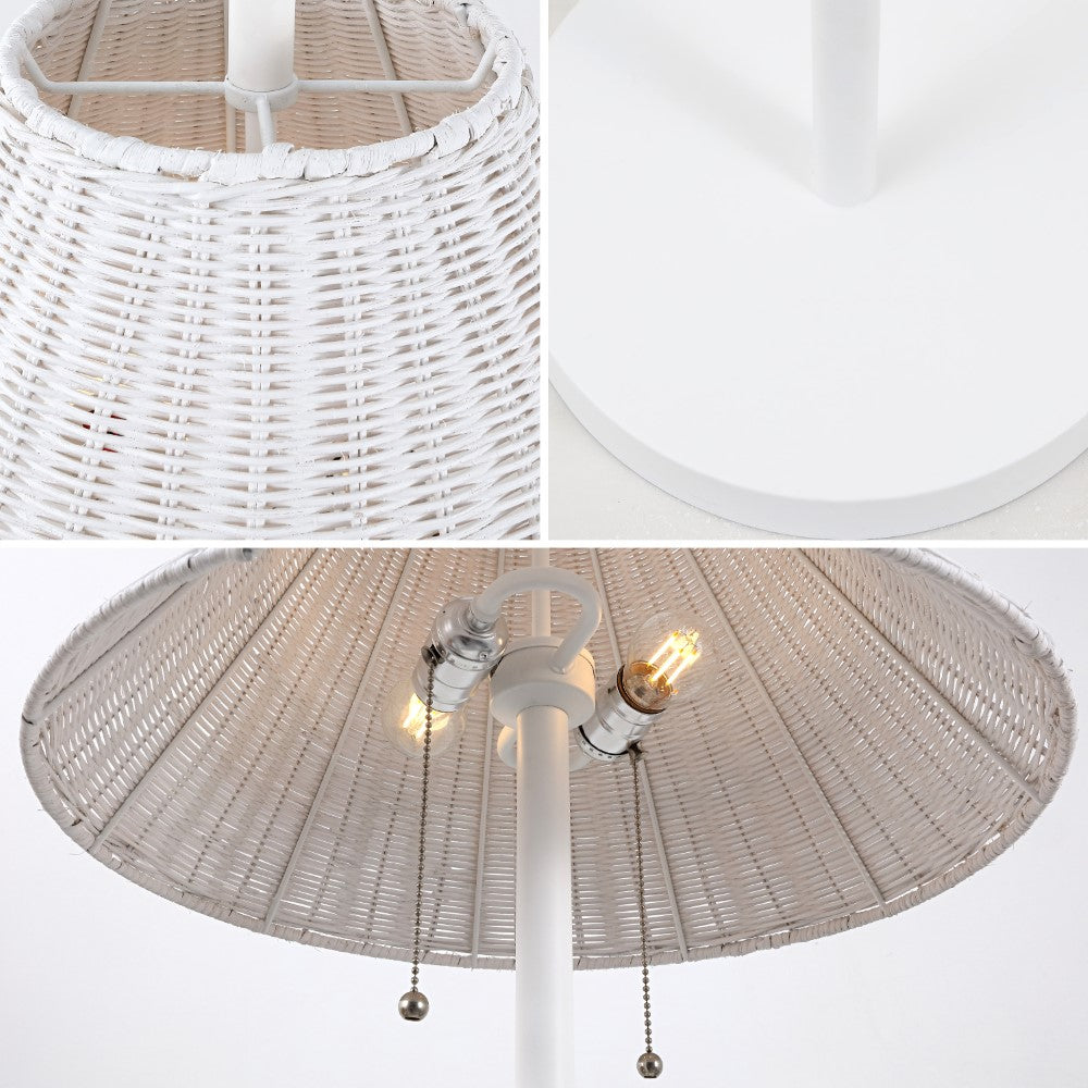 Rattan 61" Coastal Bohemian Iron/Rattan LED Floor Lamp with Pull-Chain