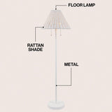 Rattan 61" Coastal Bohemian Iron/Rattan LED Floor Lamp with Pull-Chain
