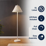 Rattan 61" Coastal Bohemian Iron/Rattan LED Floor Lamp with Pull-Chain