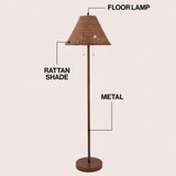 Rattan 61" Coastal Bohemian Iron/Rattan LED Floor Lamp with Pull-Chain