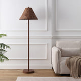 Rattan 61" Coastal Bohemian Iron/Rattan LED Floor Lamp with Pull-Chain