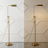 Zinnia 63" Industrial Minimalist Height-Adjustable Iron Pharmacy LED Floor Lamp