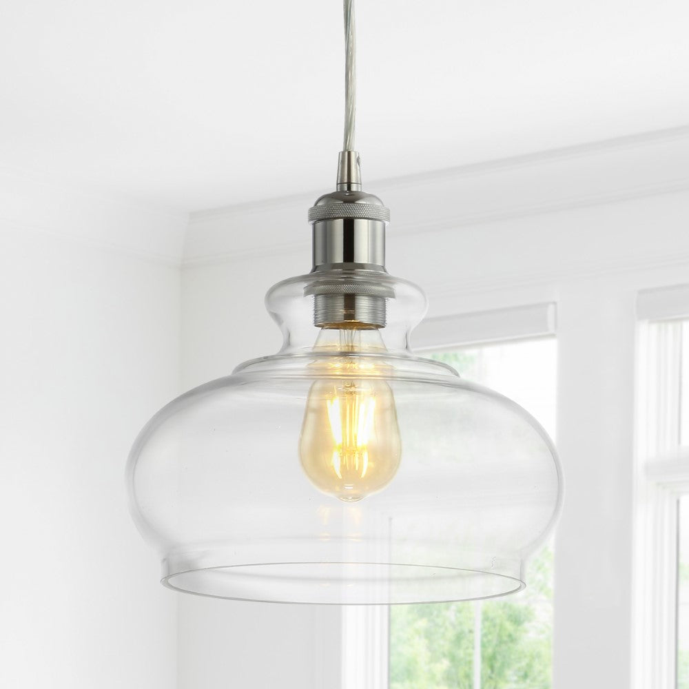 Bellflower Adjustable Drop Metal/Glass LED Pendant
