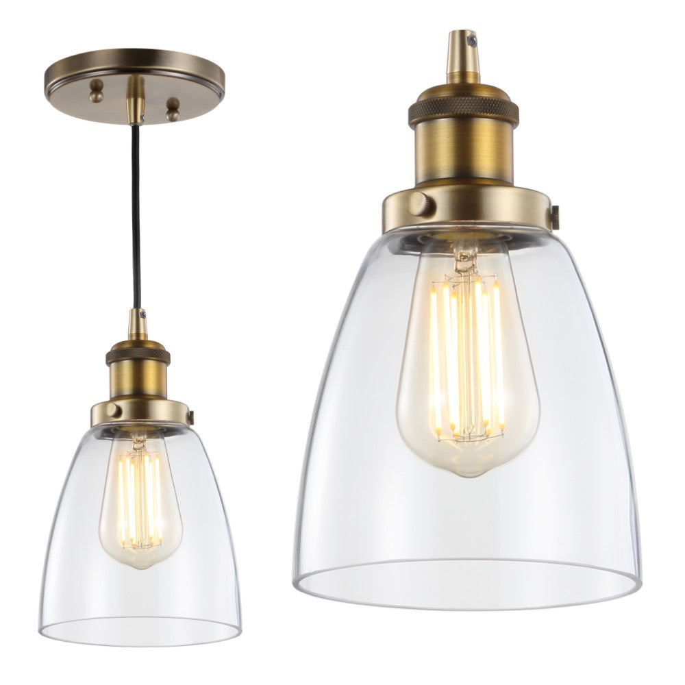 Clematis 5.5" Adjustable Metal/Glass LED Pendant