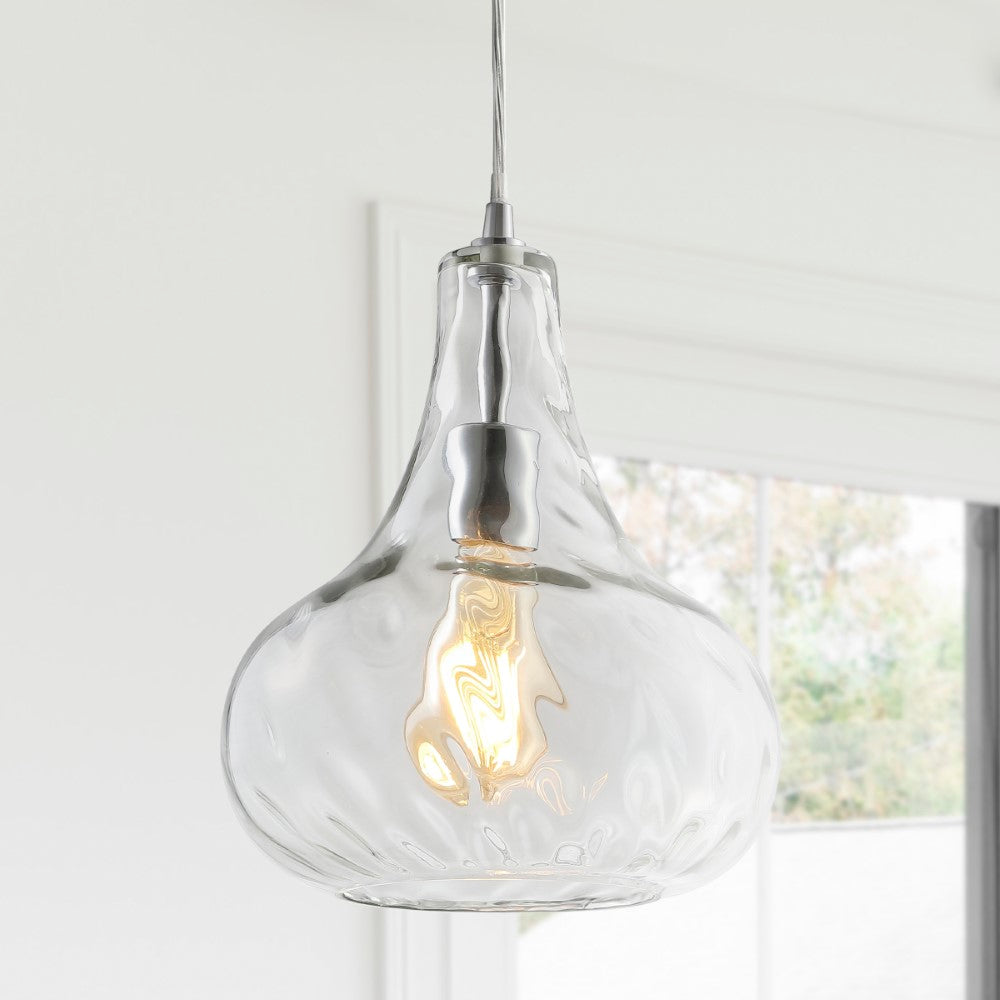 Raymy 9" Adjustable Metal/Glass LED Pendant