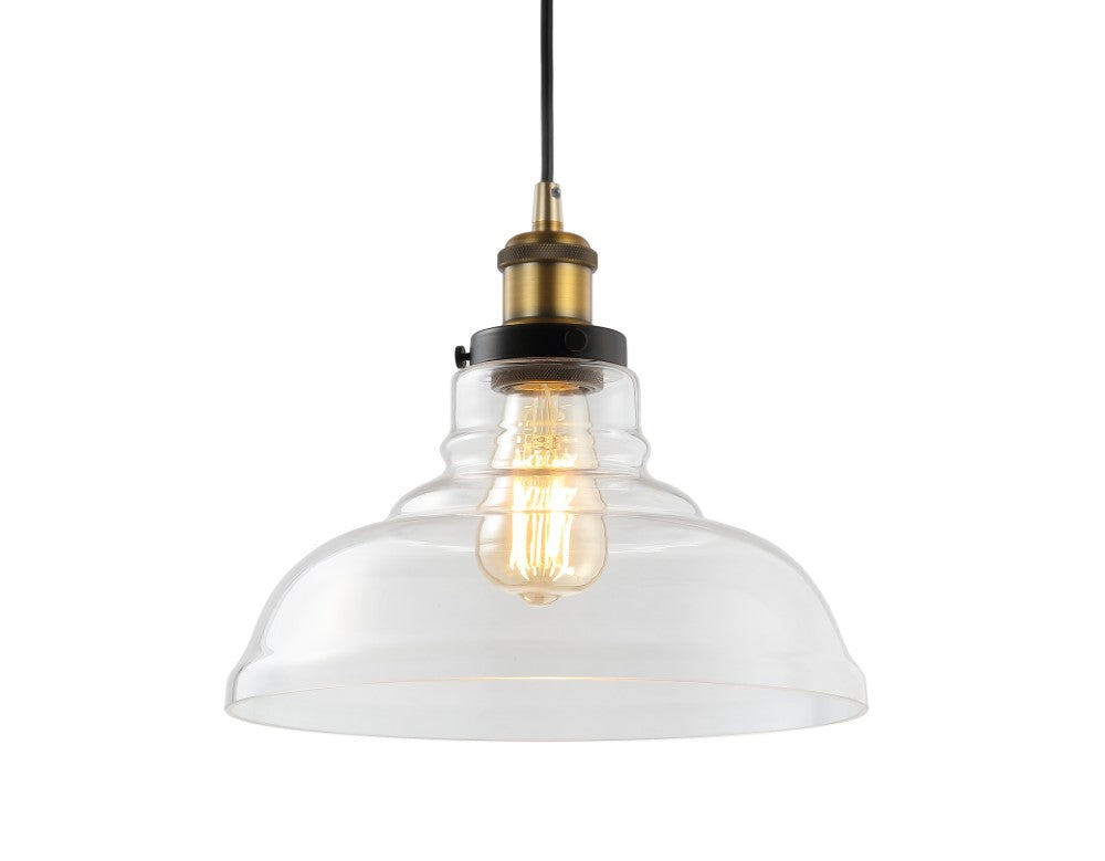 Sam 11" Farmhouse Metal/Glass LED Pendant